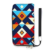 Ethnic Tribal Boho Pattern Cute Wallet Long Wristlet Purse Credit Card Holder Cell Phone Purse Elegant Clutch Handbag for Women