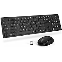 Wireless Keyboard and Mouse, Trueque Silent 2.4GHz Cordless Full Size USB Keyboard Mouse Combo, Long Battery Life, Lag-Free Wireless for Computer, Laptop, PC, Window, Mac, Chrome OS(Black)