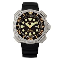 Citizen Men's Eco-Drive Promaster Sea Dive Watch in Super Titanium with Black Polyurethane Strap, Black Dial (Model: BN0220-16E)