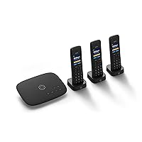 Telo VoIP with 3 HD3 Handsets Complete Home Phone System for Unlimited Nationwide Calling, Mobile App Access, and Robocall Blocking Affordable Landline Replacement