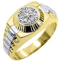 Mens 14k Two-Tone Yellow and White Gold Round Diamond Ring .30 Carats