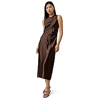 LilySilk Silk A Line Dress for Women Creneck Sleeveless Bias Cut Hollow Out Metal Ring Slim Fit Party Ladies