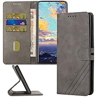 Compatible with Samsung Galaxy S24 Ultra Wallet Case, Leather Flip Folio Case with Card Holders Kickstand Magnetic Feature Shockproof Case for Samsung Galaxy S24 Ultra Matte Grey
