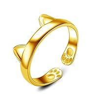 Women Fashion Creative Cat Ear Rings Girls Adjustable Cute Pet Ring Jewelry Gift