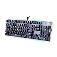 Black Shark Mechanical Gaming Keyboard, Rainbow LED Backlit Wired Keyboard, Red Switch 104 Keys Full Size with Number Pads Programmable Keyboard for Windows, PC, Desktop Gamer