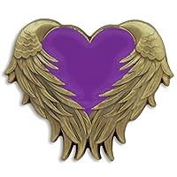 PinMart Heart with Angel Wings Enamel Lapel Pin – Enamel Heart Lapel Pin with Antique Gold or Nickel-Plated Angel Wings – Heart Wing Badge with Secure Clutch Back