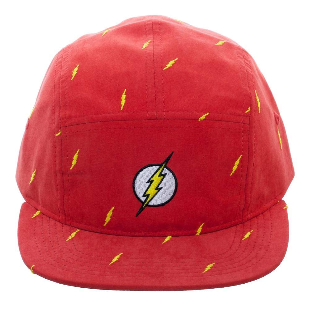 Flash The DC Comics Flex Fit 5 Panel Camper Hat, One Size Fits Most Red