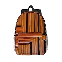 Wooden Doors And Locks Backpack Lightweight Casual Backpack Double Shoulder Bag Travel Daypack With Laptop Compartmen