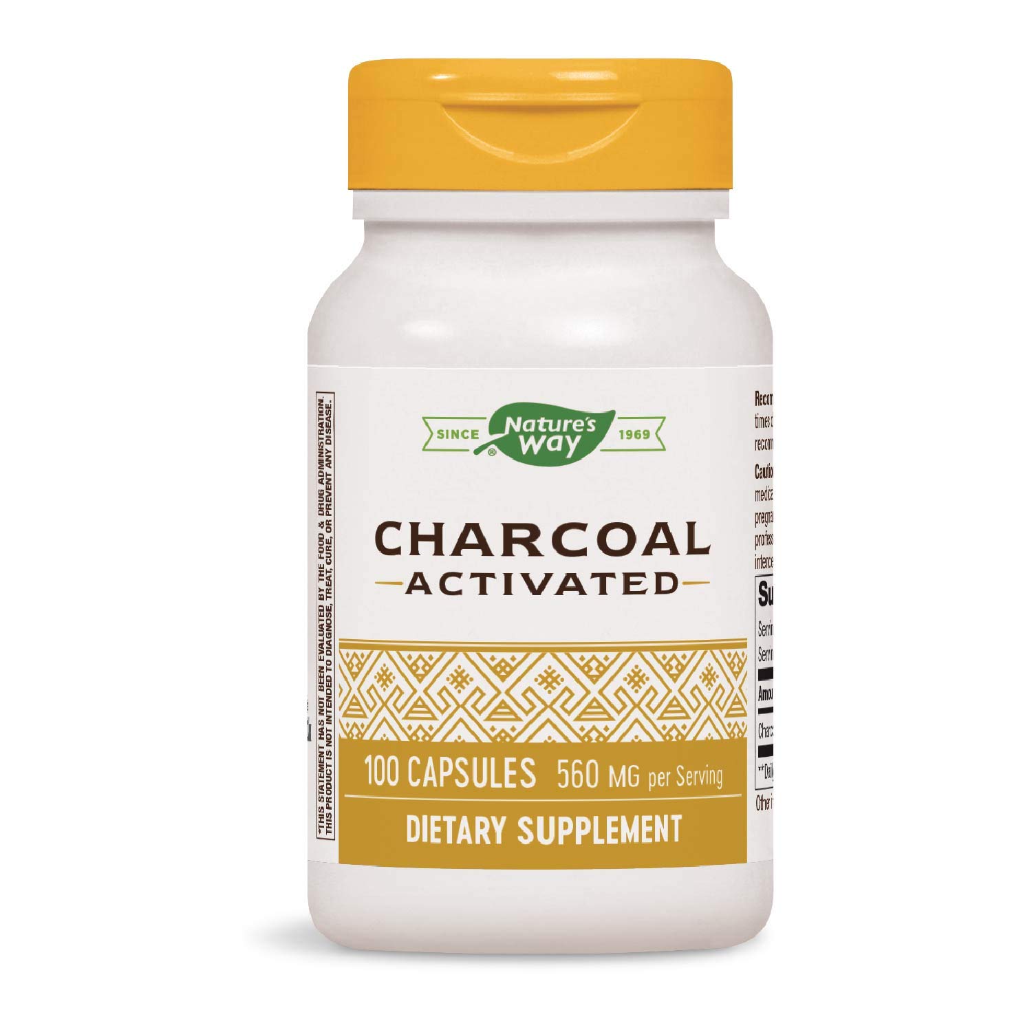 Nature's Way Activated Charcoal Supplement Gluten-Free 100 Capsules