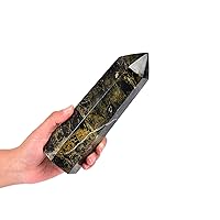 JIC Gem Large Healing Crystal Wand Blues and Golden Browns Pietersite Quartz Crystal Obelisk Tower Point for Meditation Decor and Crystal Grid 1.1-1.8 LBS