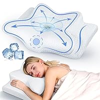 Painless Sleeping Cervical Neck Pillow for Pain Relief, Adjustable Memory Foam Pillows for Side Back Stomach Sleeper, Odorless Cooling Pillow/Breathable Cases, Orthopedic Contour Bed Pillow