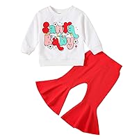 My 1st Christmas Outfits Cute Funny Xmas Print Long Sleeve Tops Flare Pants Set Baby Girl Winter Clothes Set