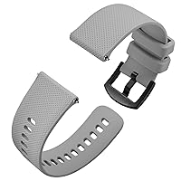 Anbeer Silicone Watch Band 16mm 18mm 20mm 22mm 24mm Quick Release Rubber Watch Straps for Men Women,Silver Black Stainless Steel Buckle