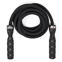 Rx Smart Gear Drag Jump Rope w/Non Slip Ergonomic Handles - Weighted Polypropylene Rope for Fitness & Exercise, Cardio Workout, WOD | Speed Jumping Rope for Men & Women