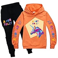 Little Girls Cute Hooded Sweatshirt and Long Pants 2Pcs Set,Pullover Hoodie Suit Lightweight Outfit(2-16Y)