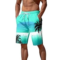 Mens Summer Swim Trunks Quick Dry Hawaiian Surf Boardshorts Holiday Bathing Suit Shorts with Mesh Lining