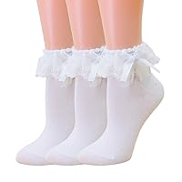 SRYL Women Ankle Socks,Lace Ruffle Frilly Comfortable Princess Socks Lace Socks