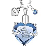 Always on My Mind Forever in My Heart Birthstone Cremation Jewelry Stainless Steel Urn Necklace for Ashes Memorial Keepsake
