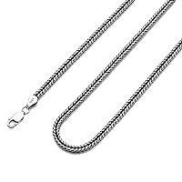 Franco Chain Sterling Silver Foxtail Necklace for Men 2mm 3mm Diamond Cut Chain for Men Women and Boy