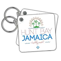 3dRose Key Chains Hunt Bay, Jamaica elegant text, images. Summer holidays (kc-313270-1)