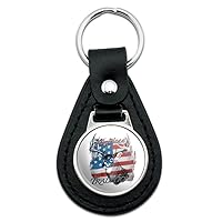 GRAPHICS & MORE Black Leather Deer USA Flag American Traditions Hunting Keychain