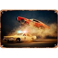 Cars Vintage Tin Sign Retro Metal Sign The Dukes of Hazzard Movie Poster for Office Garage Home Wall Decor Man Gift 12 X 8 inch