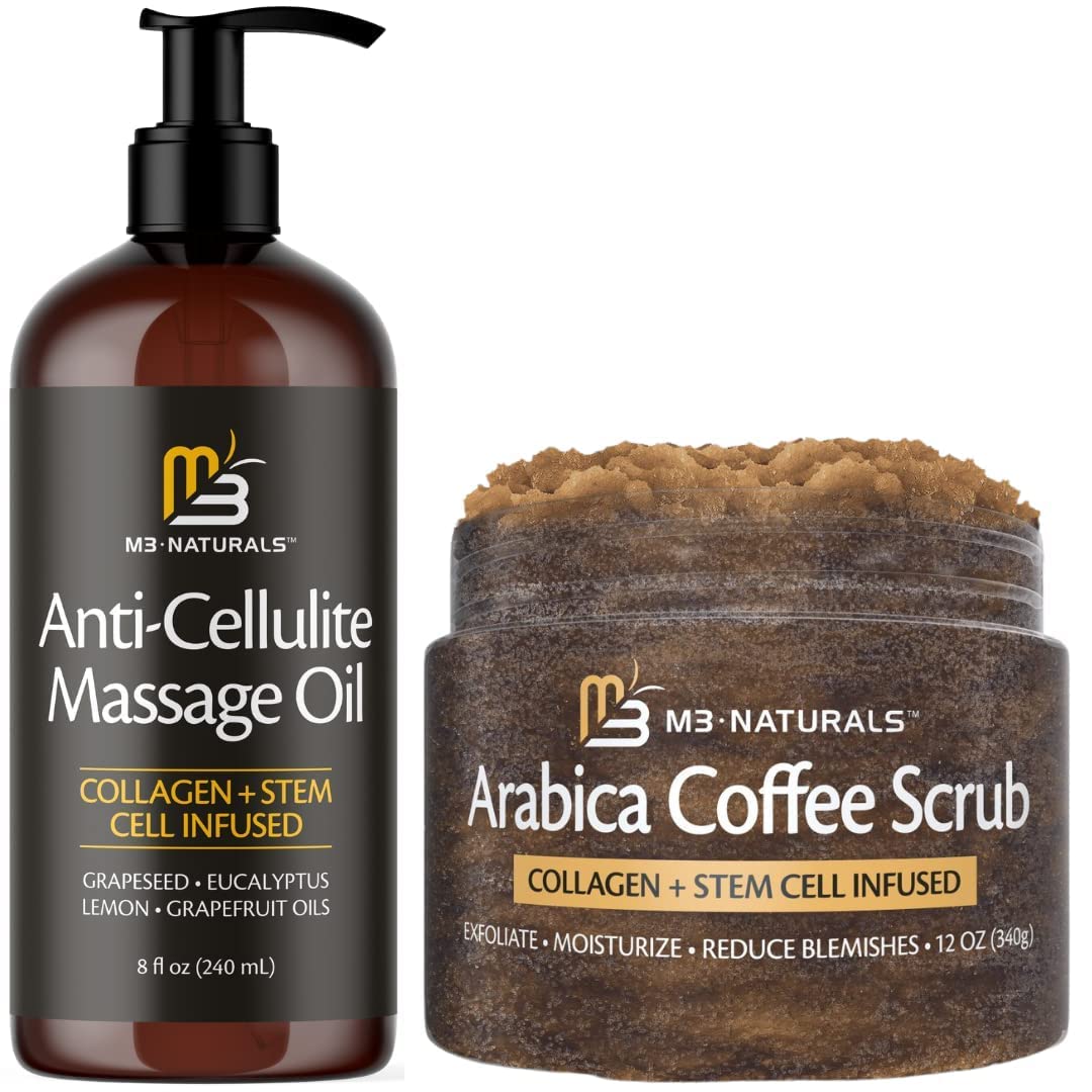 M3 Naturals Anti Cellulite Massage Oil + Arabica Coffee Body Scrub