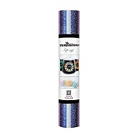 TECKWRAP Chameleon Glossy Glitter Vinyl Roll - 1ft x 5ft Color Changing Permanent Adhesive Shimmer Vinyl for DIY Designs & Home Decor（Blue to Purple）