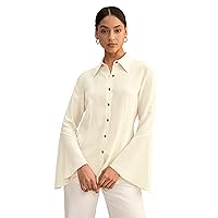 LilySilk Pure Silk Shirt Womens 18 Momme Classic Blouse with Puff Sleeve and Pleated Back for Casual or Business