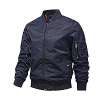 Mens Bomber Jackets Casual Fall Winter Coat Stylish Stand Collar Zip Up Outerwear Casual Track Jacket with Pocket