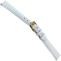 12mm Milano Golia White Genuine Leather Stitched Ladies Watch Band 1999