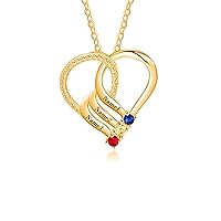 10K 14K 18K Gold Personalized Mothers Necklace with 2-6 Birthstones Custom Engraved Heart Names Mom Pendant Christmas Gift for Her Wife