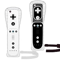 Yosikr Wii Controller 2 Pack, Wii Remote Controller with Silicone Case and Wrist Strap Compatible for Wii/Wii U (Black and White)