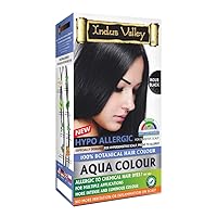 INDUS VALLEY Hypo Allergic Aqua Colour 100% botanical hair Colour Indus Black-(30ml + 200g)
