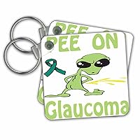 3dRose Key Chains Super Funny Peeing Alien Supporting Causes For Glaucoma (kc-120690-1)