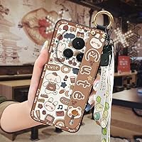 Lulumi-Phone Case for Honor Magic6, Silicone Anti-Knock Waterproof Wristband Ring Kickstand Fashion Design Cute Cartoon Protective Back Cover Dirt-Resistant Phone Holder Soft case