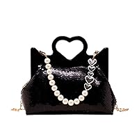 Trendy Glittering Heart Shaped Messenger Tote Bag Shoulder Crossbody Bag Fashion Forward Ladies Sequin Handbag for Women