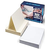 Watercolor Cards and Envelopes Set - 50 Folded 5x7 Inch Blank Heavyweight Paper Cards (140lb/300gsm) with Matching Envelopes for DIY Greeting Cards, Festivals, and Events