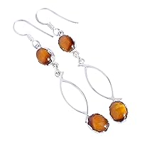 fabulous Tiger Eye Gemstone 925 Solid Sterling silver Dangle Earrings Designer Jewelry Gift For Her