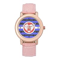 DDLG Pride Flag Women's PU Leather Strap Watch Fashion Wristwatches Dress Watch for Home Work