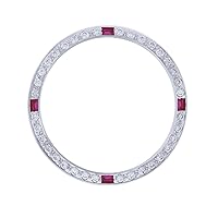 Ewatchparts CREATED DIAMOND RUBY BEZEL COMPATIBLE WITH 34MM ROLEX AIRKING 1400 5500 14000 DATE WHITE