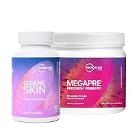 Microbiome Labs Skin Support Bundle - SereneSkin Clear Skin Probiotic Supplement Shown to Help Reduce Fine Lines (30 Capsules) - MegaPre Prebiotic Powder for Gut Health (2.1oz)