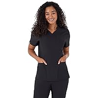 Hanes Womens Scrubs Healthcare Top, Moisture-Wicking Stretch Scrub Shirts, Ribbed Back Panel