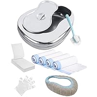 Bed Pan Set Stainless Steel Bed Pans for Elderly Females Men Disabled Bedpan with 60 Liners Disposable and Absorbent Pads Spill Proof Bedpans for Women Large Heavy Duty Bedpan with Lid