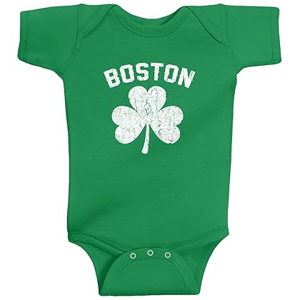 Threadrock Baby Girls' Boston Shamrock Irish Pride Infant Bodysuit