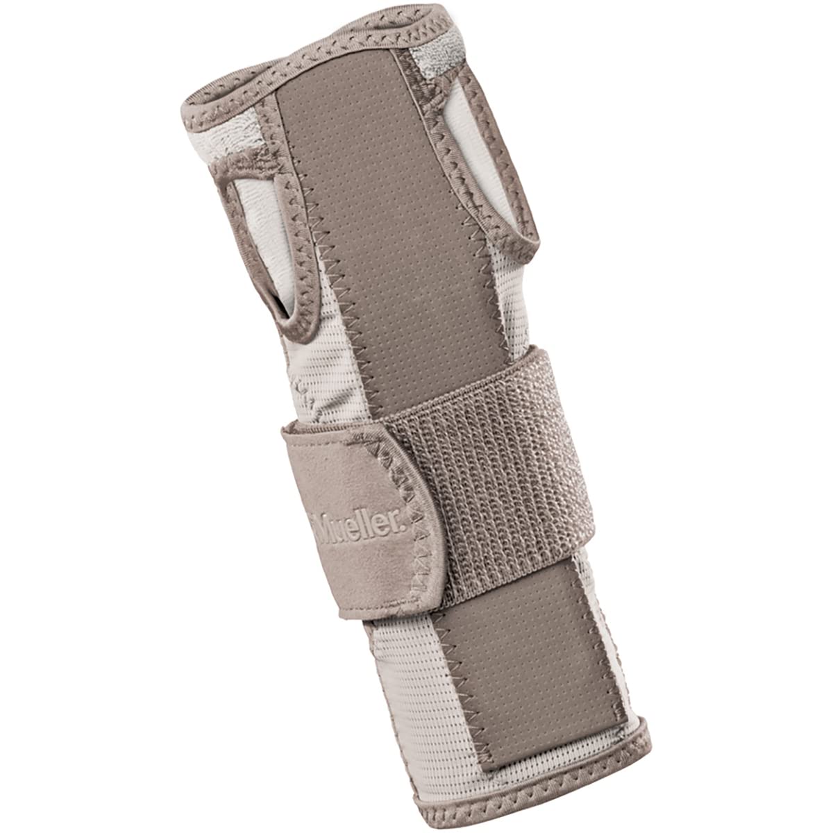 Mueller Sports Medicine Reversible Wrist Stabilizer with Splint for Men and Women - Compression Wrist Support for Carpal Tunnel, Arthritis, Tendinitis Relief, Taupe, Small/Medium