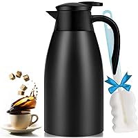 68oz Coffee Carafe Airpot Insulated Coffee Thermos Urn Stainless Steel Vacuum Thermal Pot Flask Dispenser for Coffee, Hot Water, Tea, Hot Beverage - Keep 12 Hours Hot, 24 Hours Cold-Black