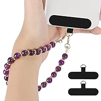 SHANSHUI Phone Wrist Strap, Natural Amethyst Phone Charms Free Your Hand Stylish Phone Chain Lanyard Matching 2 Pack Phone Tether Tabs Suitable for iPhone & more Smartphones