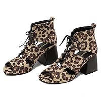 Women Heeled Sandals Peep Open Toe Ankle Boots Mid Chunky Block Heel Cutout Booties Sandals Zipper Lace Up Ankle Strap Dress Sandal Pumps Shoes Crocodile Snakeskin Suede Chic Size 4-15 M US