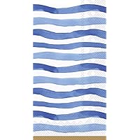 Boston International IHR 3-Ply Paper Guest Towels/Banquet Napkins, 8.5 x 4.5-Inches, Wavy Stripe Blue, 16-Count